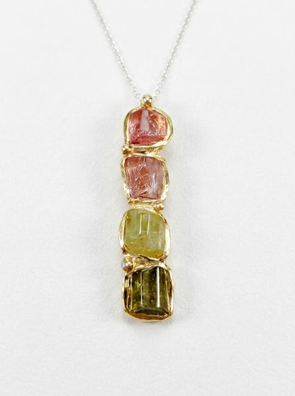 925 silver raw tourmaline necklace