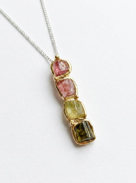 925 silver raw tourmaline necklace
