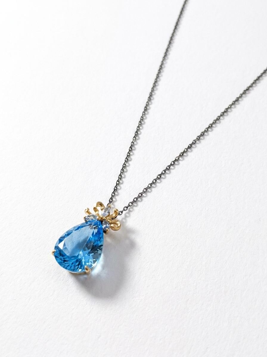 925 silver Swiss topaz teardrop necklace