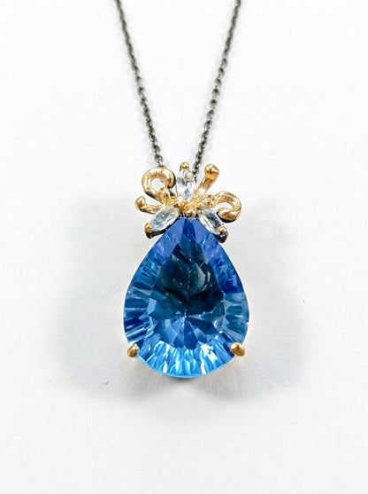 925 silver Swiss topaz teardrop necklace