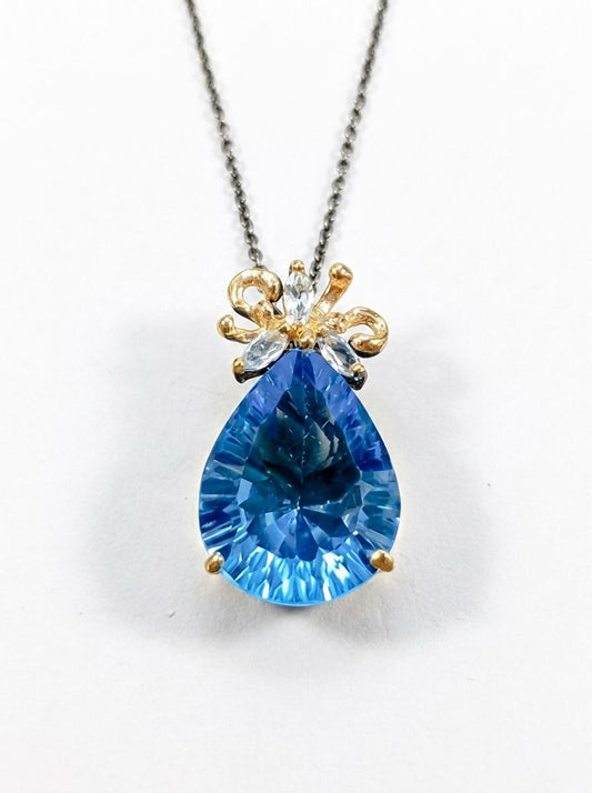 925 silver Swiss topaz teardrop necklace