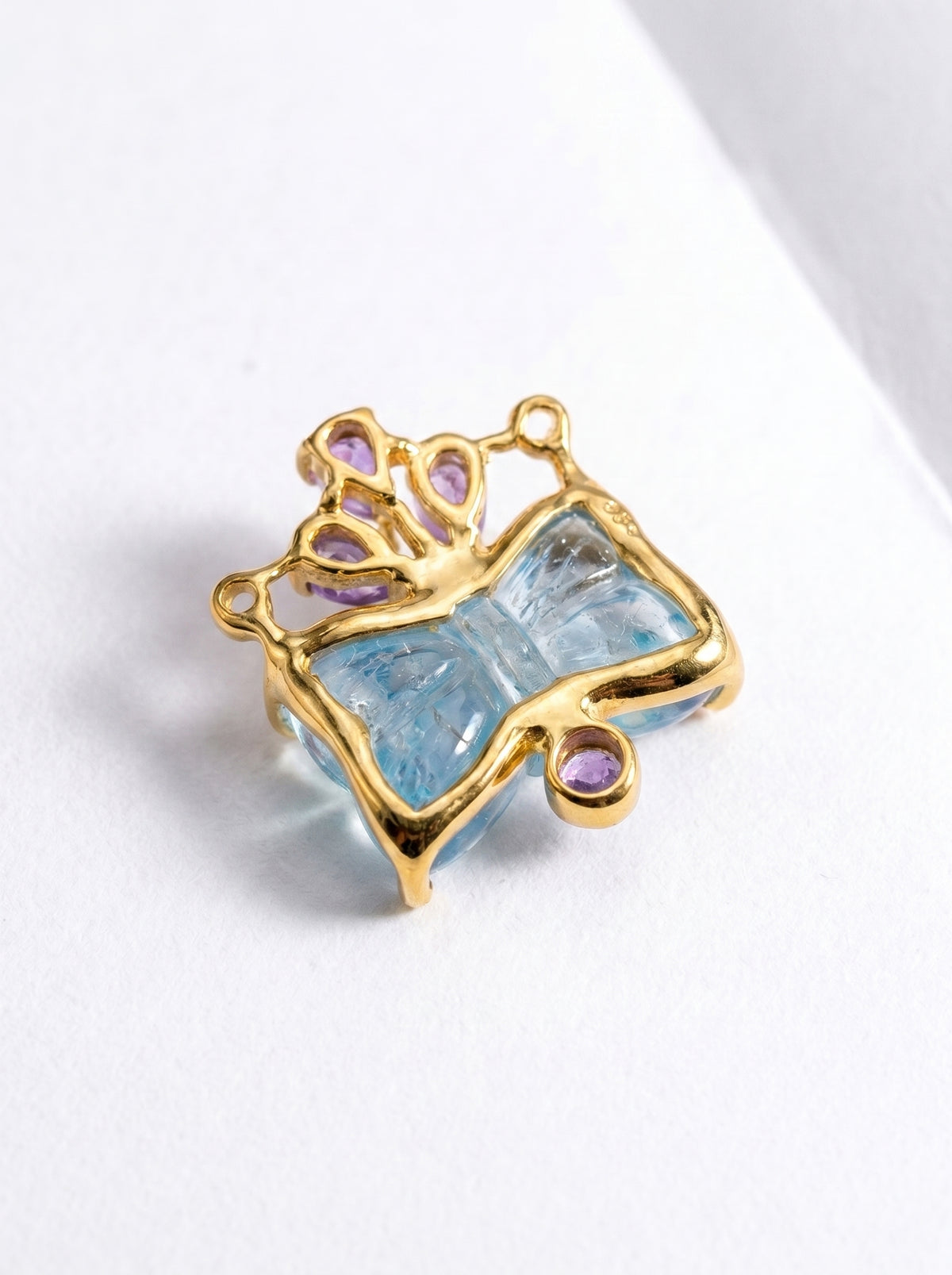 925 silver aquamarine bow necklace, worn view