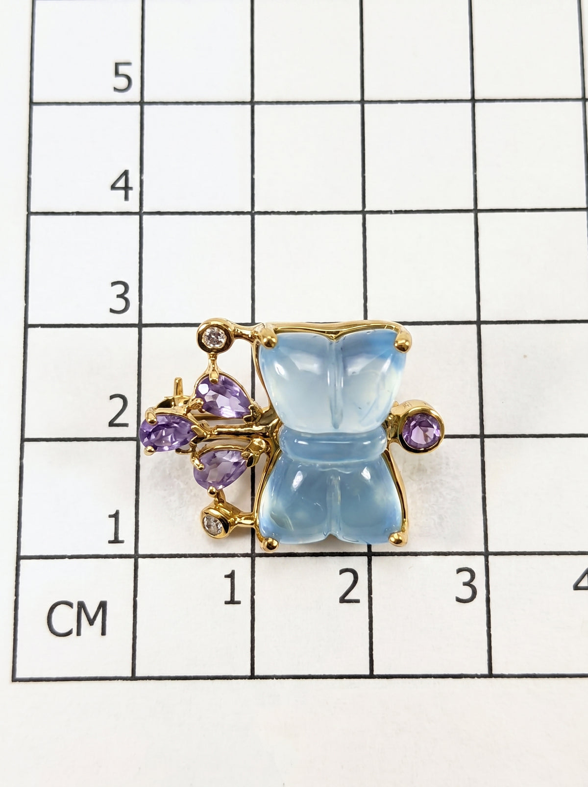 925 silver aquamarine bow necklace, pendant detail
