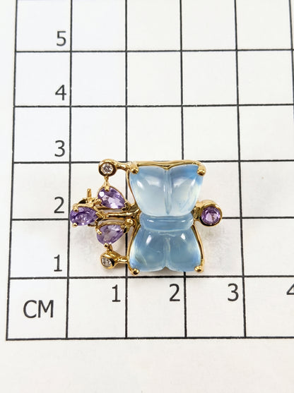 925 silver aquamarine bow necklace, pendant detail
