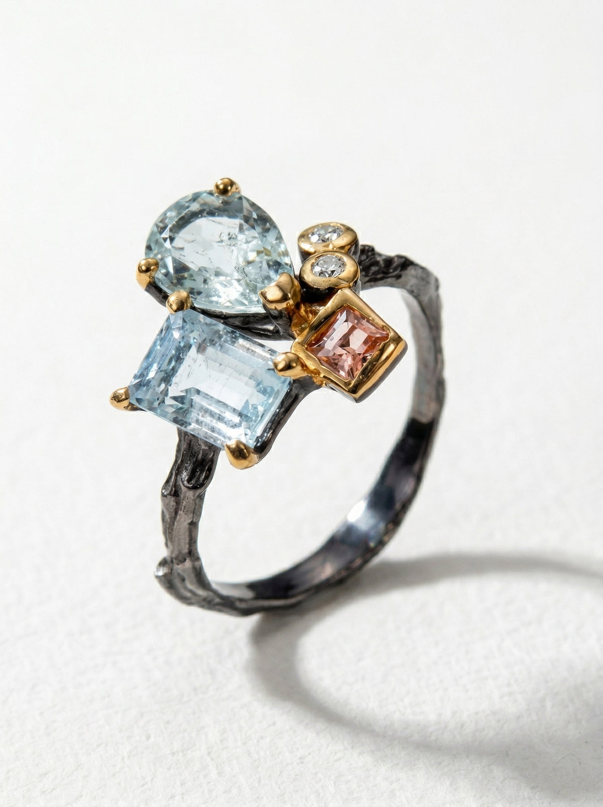 925 silver aquamarine cluster ring