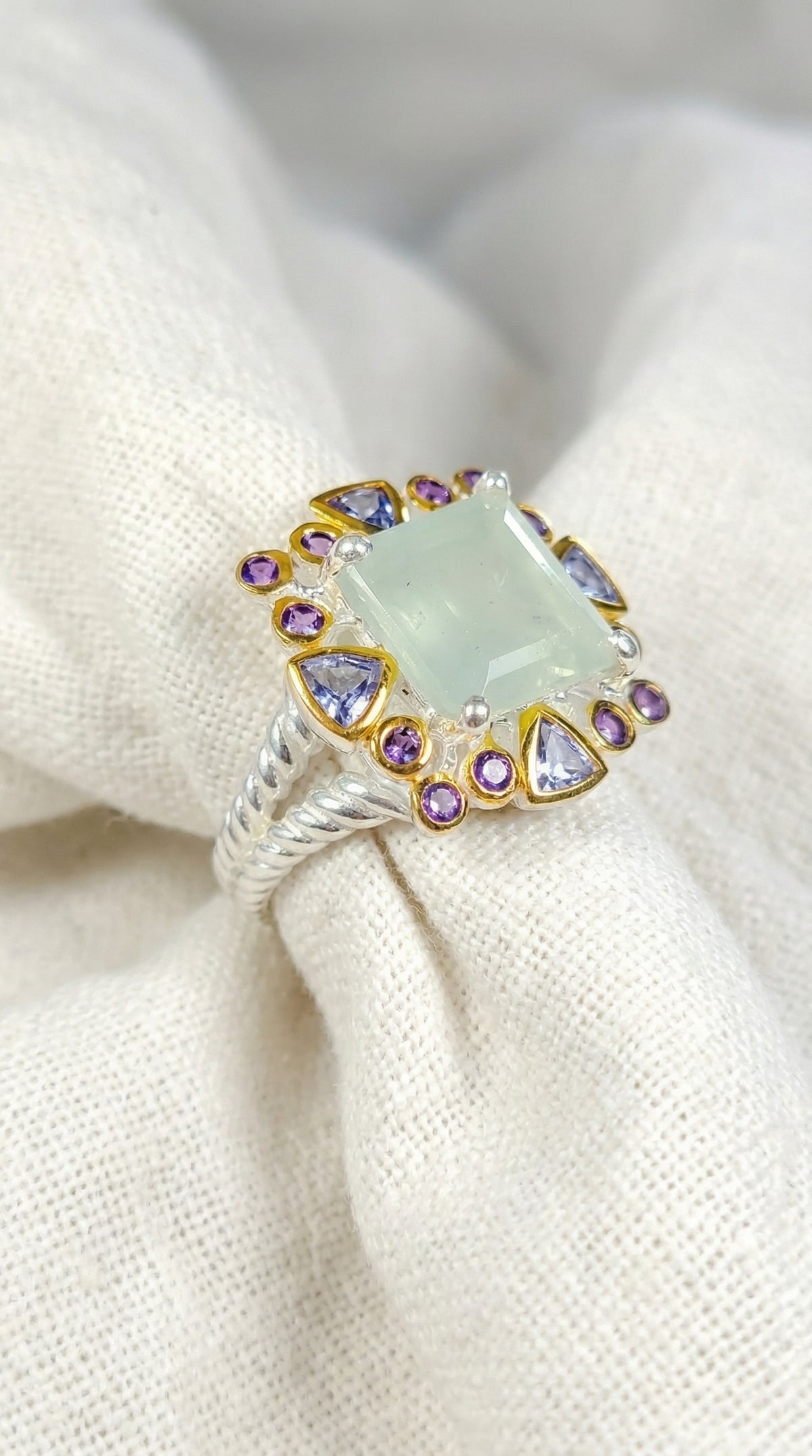 925 silver aquamarine halo ring
