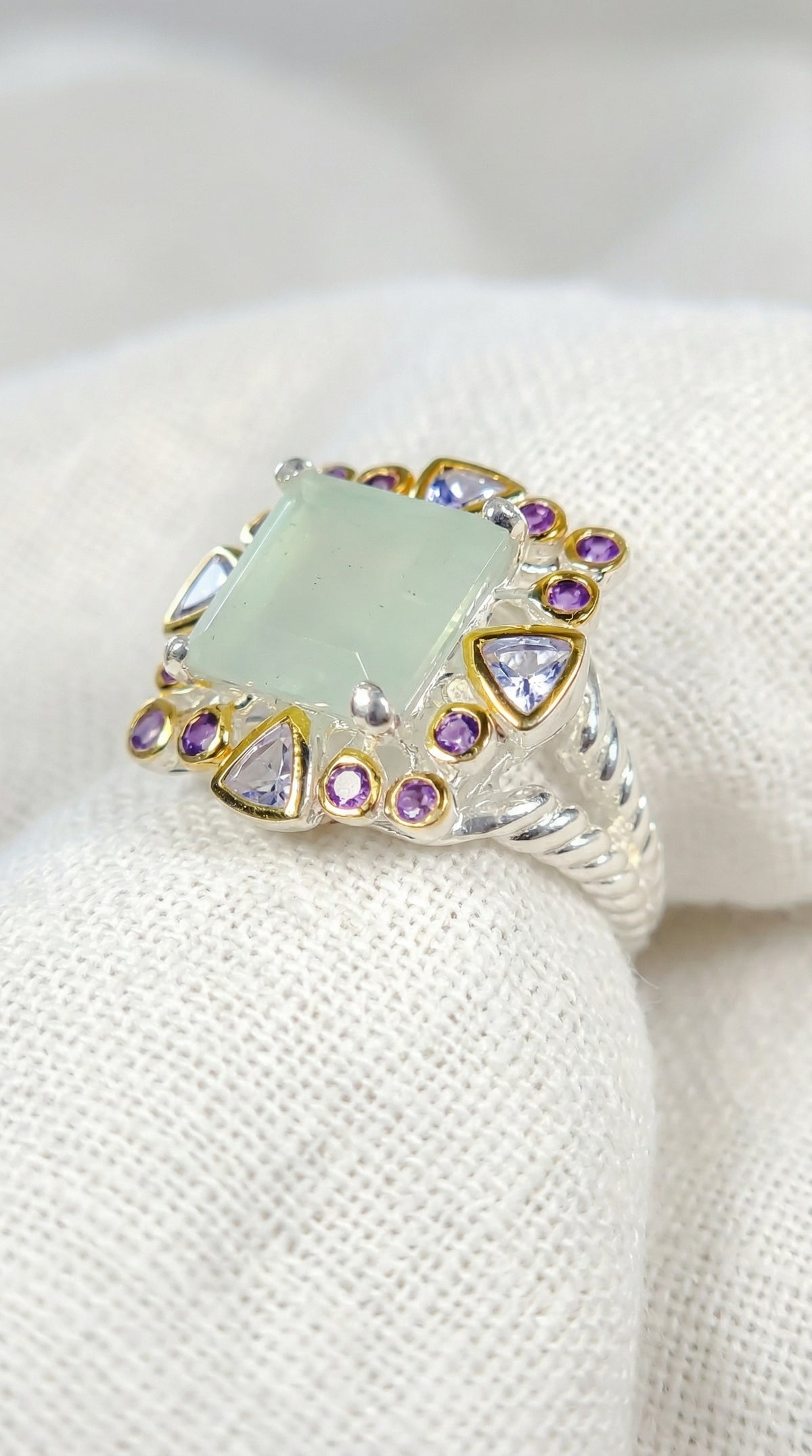 925 silver aquamarine halo ring