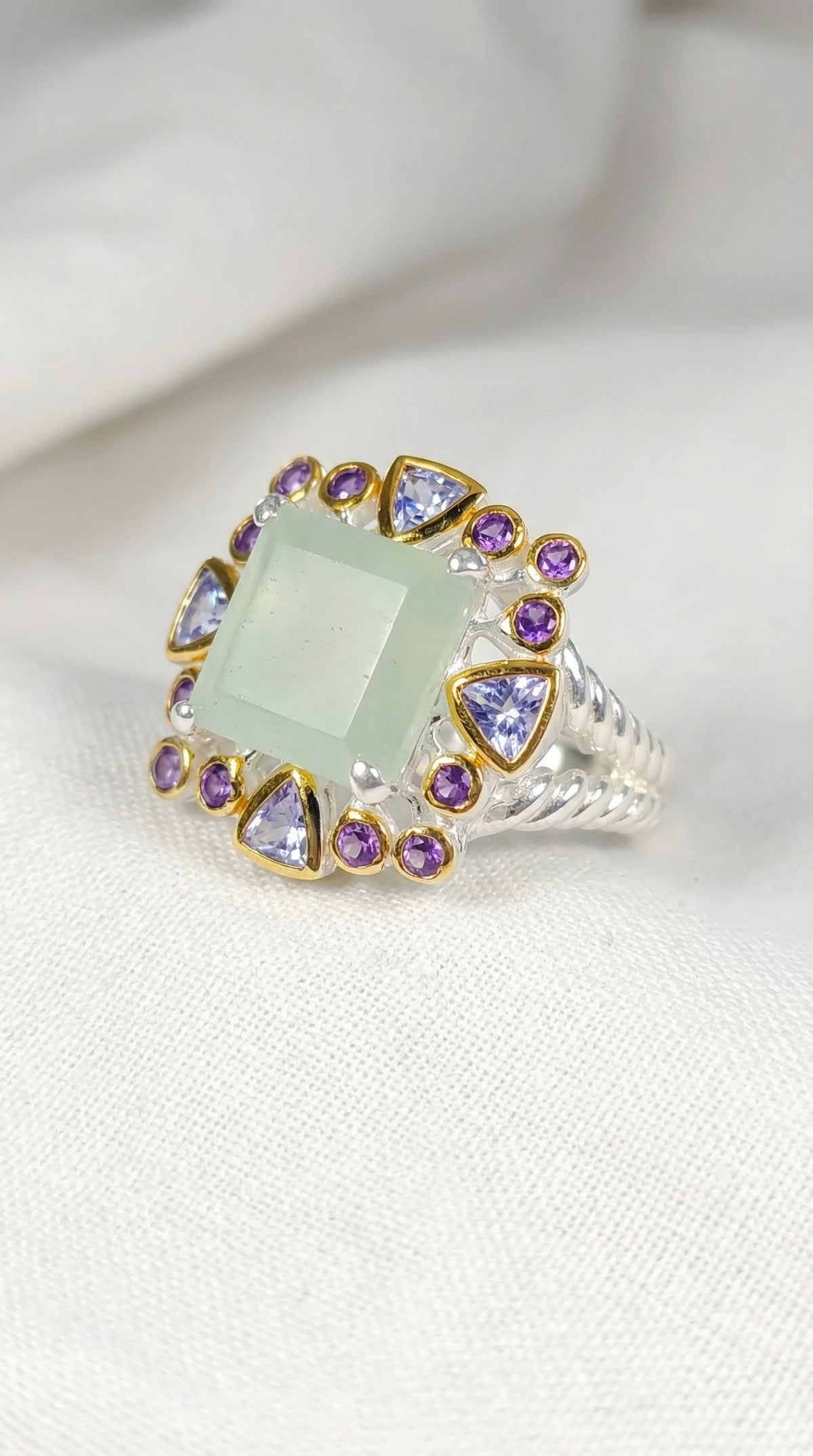 925 silver aquamarine halo ring