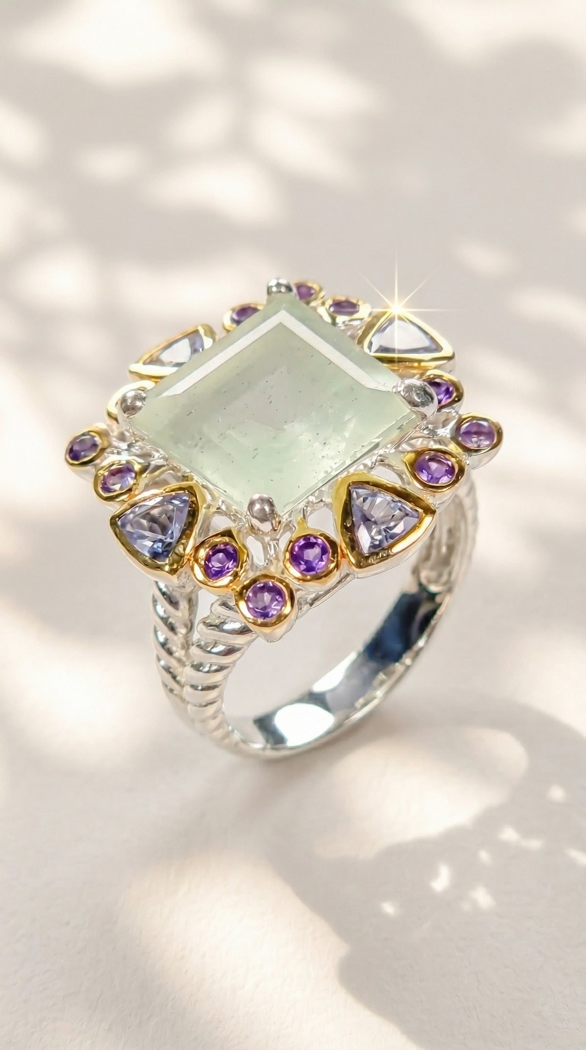 925 silver aquamarine halo ring