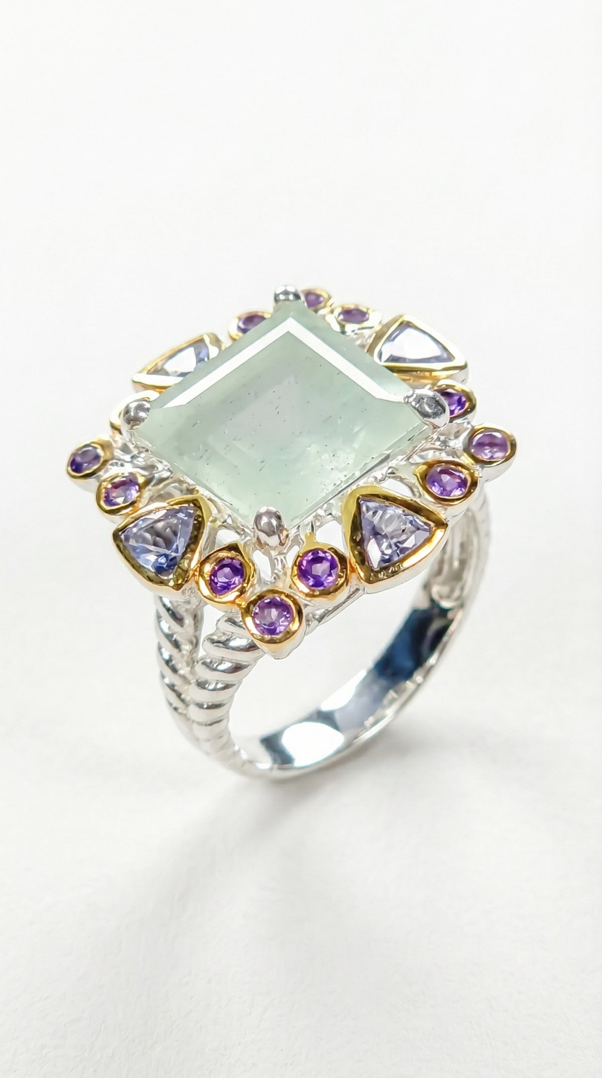 925 silver aquamarine halo ring