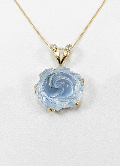 925 silver aquamarine rose flower necklace, main product image