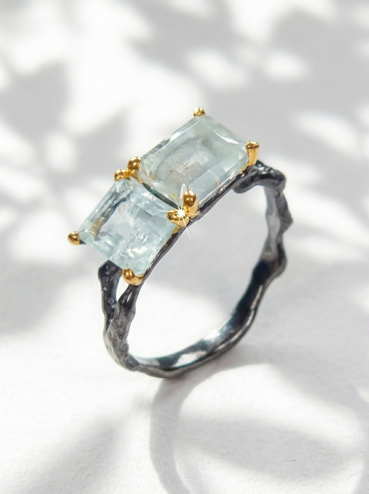 925 silver aquamarine toi et moi ring