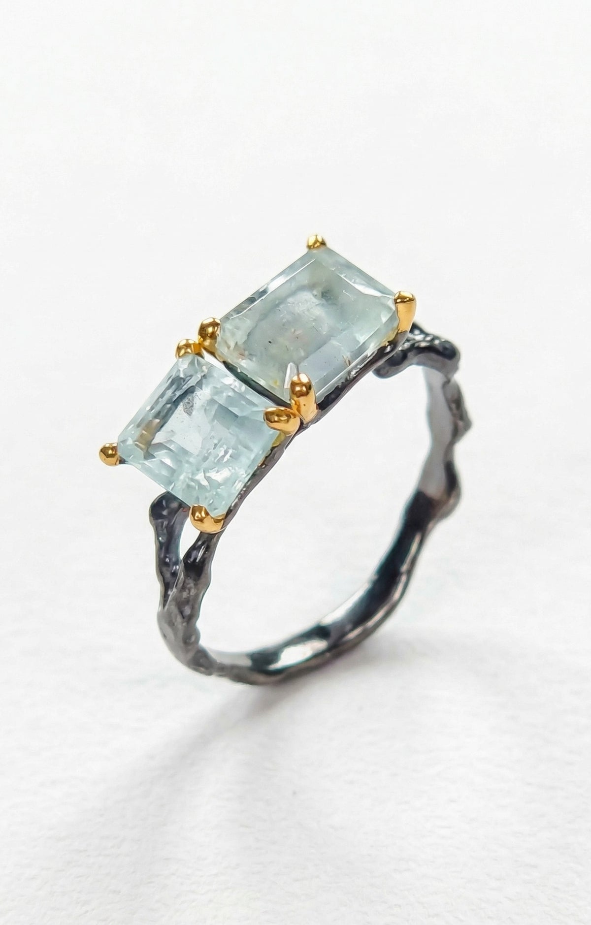 925 silver aquamarine toi et moi ring