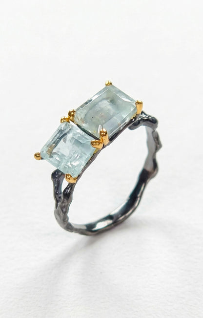 925 silver aquamarine toi et moi ring