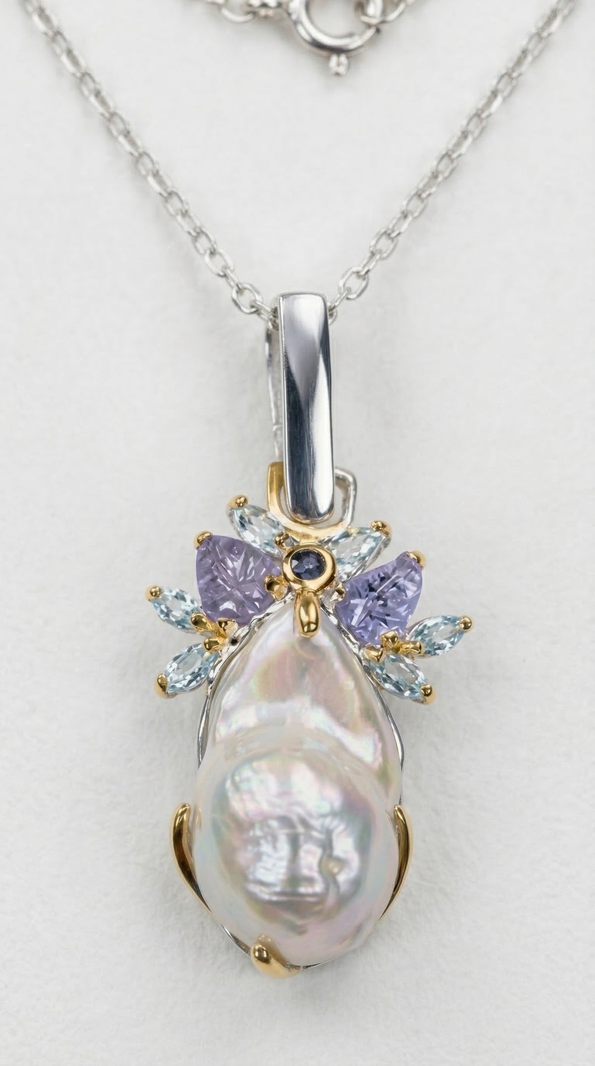 925 silver baroque pearl necklace, layered look