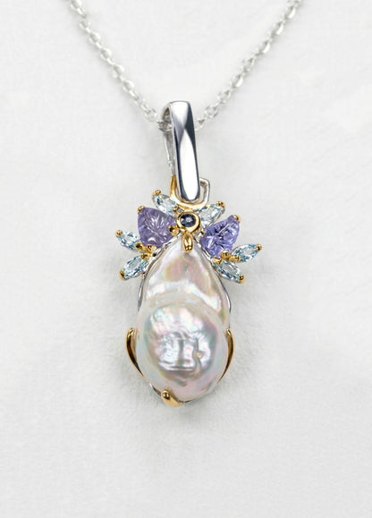 925 silver baroque pearl necklace, back clasp detail
