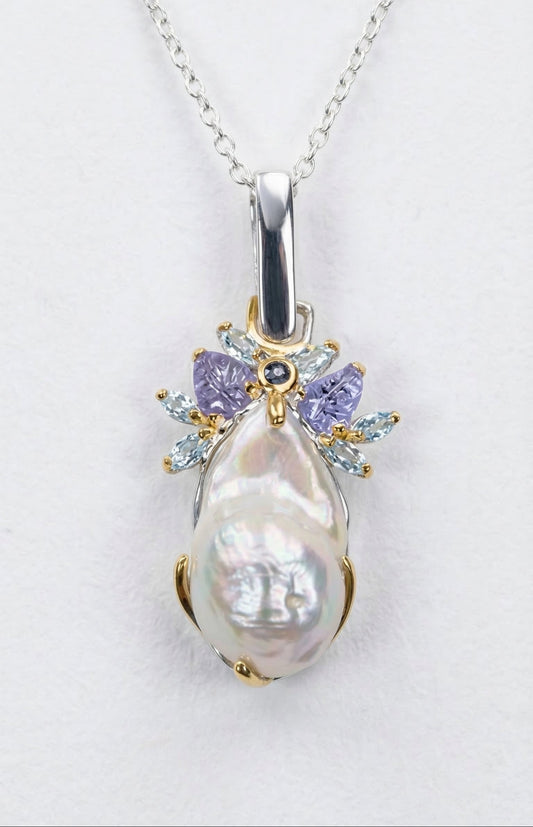 925 silver baroque pearl necklace, main product image