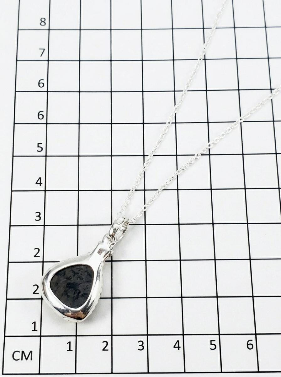 925 silver blue green ammolite necklace