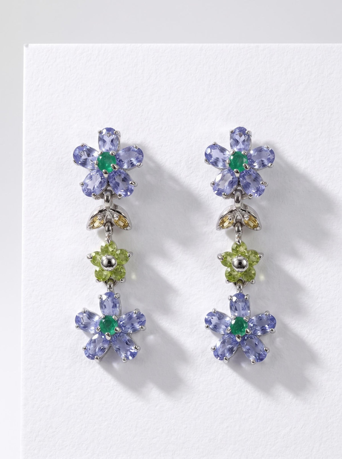 925 silver blue tanzanite flower earrings