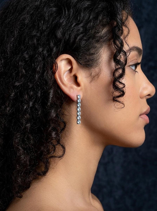 925 silver blue topaz gemstone earrings, statement jewelry