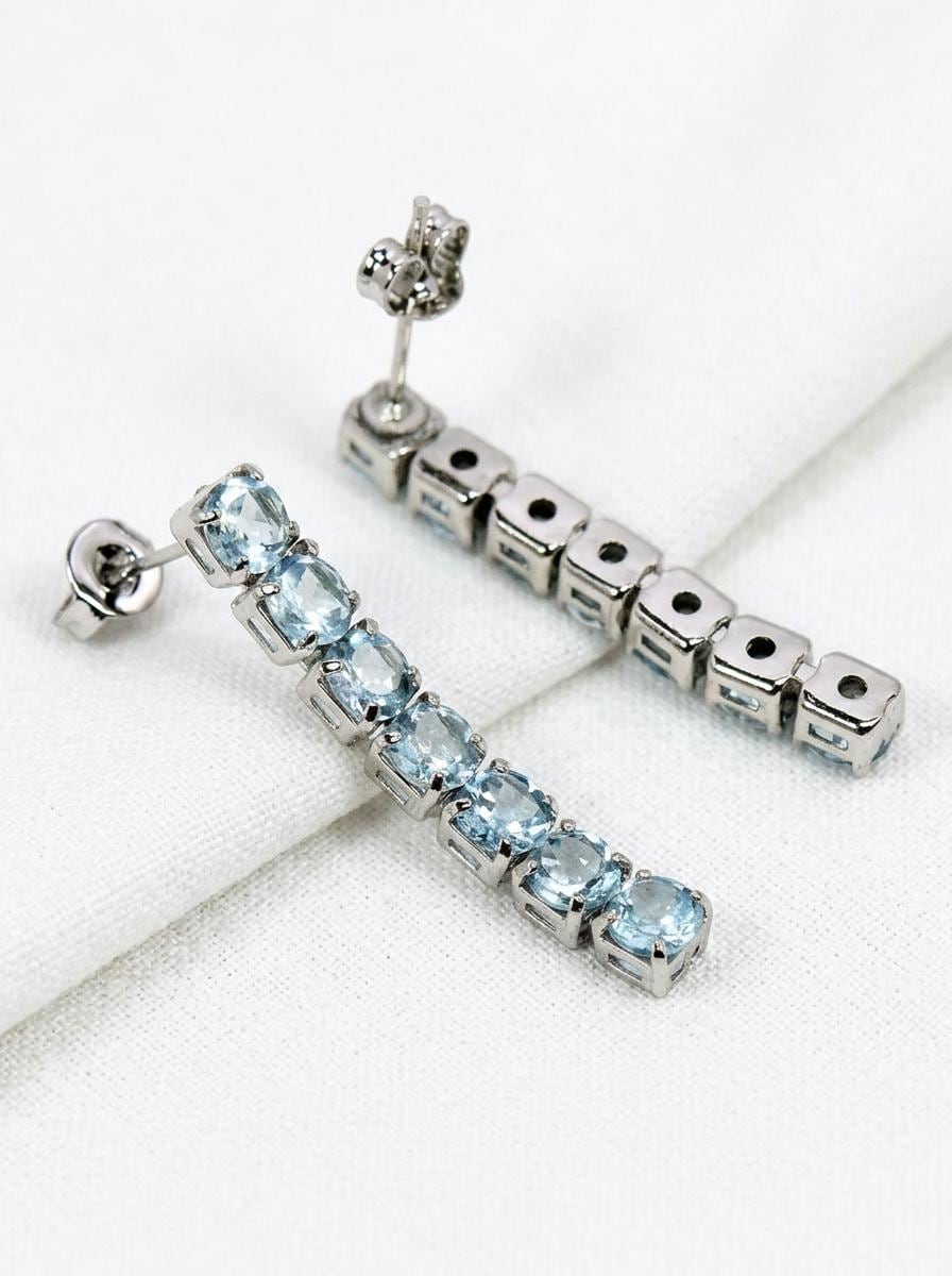 925 silver blue topaz gemstone earrings, statement jewelry