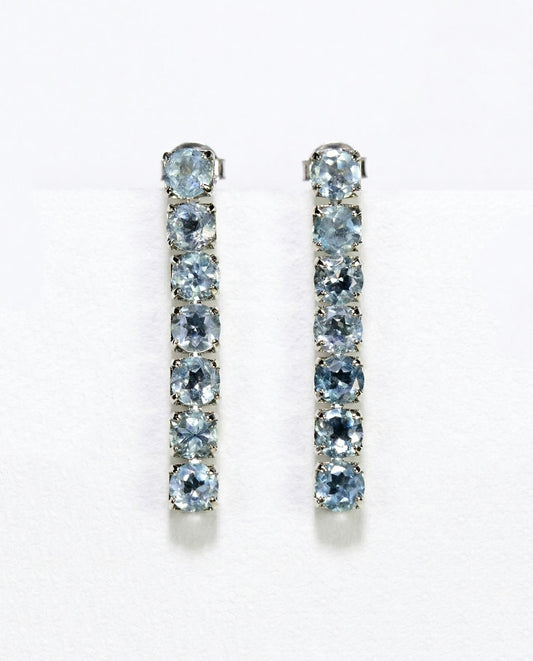 925 silver blue topaz gemstone earrings, statement jewelry