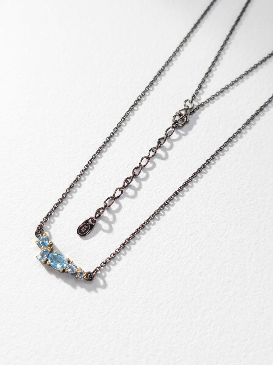 925 silver blue topaz cluster necklace