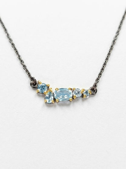 925 silver blue topaz cluster necklace