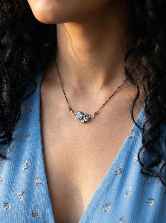 925 silver blue topaz necklace