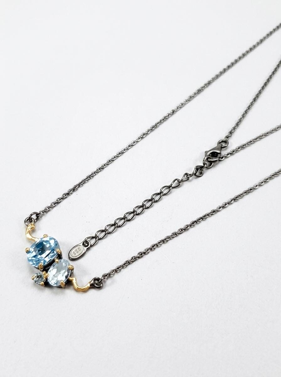 925 silver blue topaz necklace