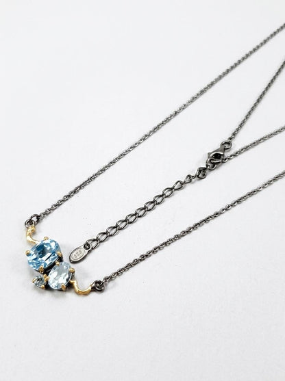 925 silver blue topaz necklace