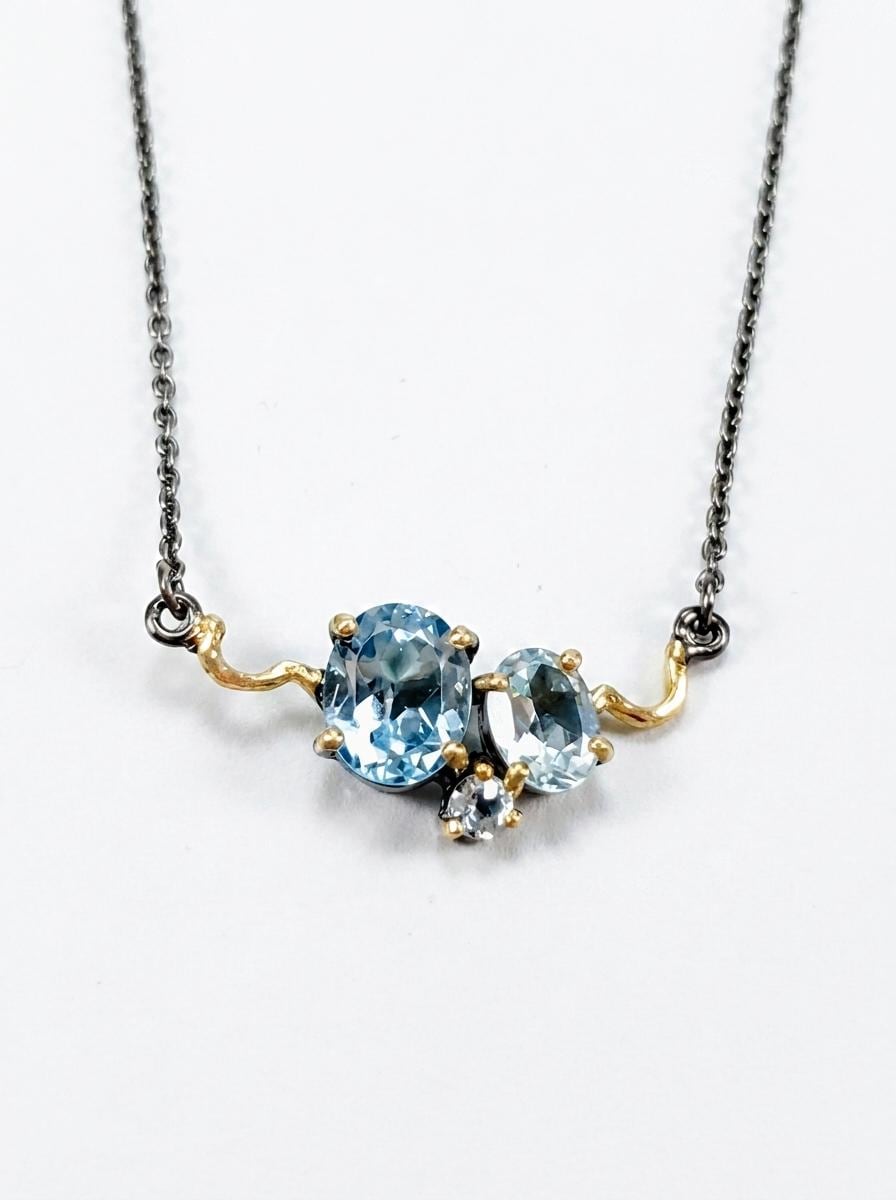 925 silver blue topaz necklace
