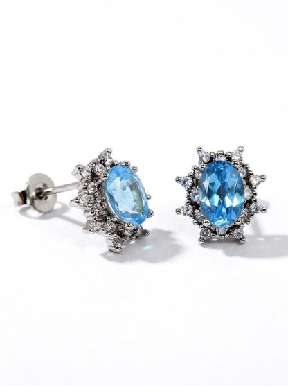 925 silver topaz halo stud earrings