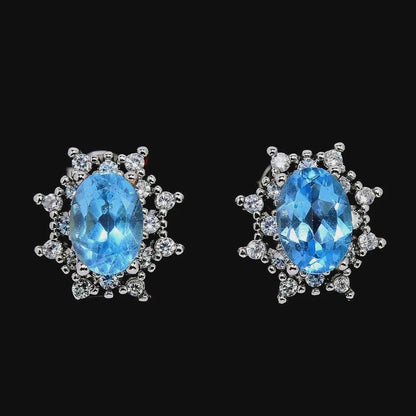 925 silver topaz halo stud earrings