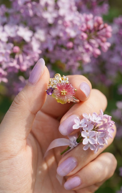 925 silver bouquet tourmaline ring