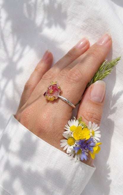 925 silver bouquet tourmaline ring