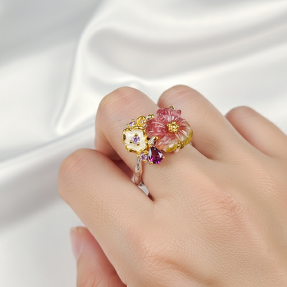 925 silver bouquet tourmaline ring