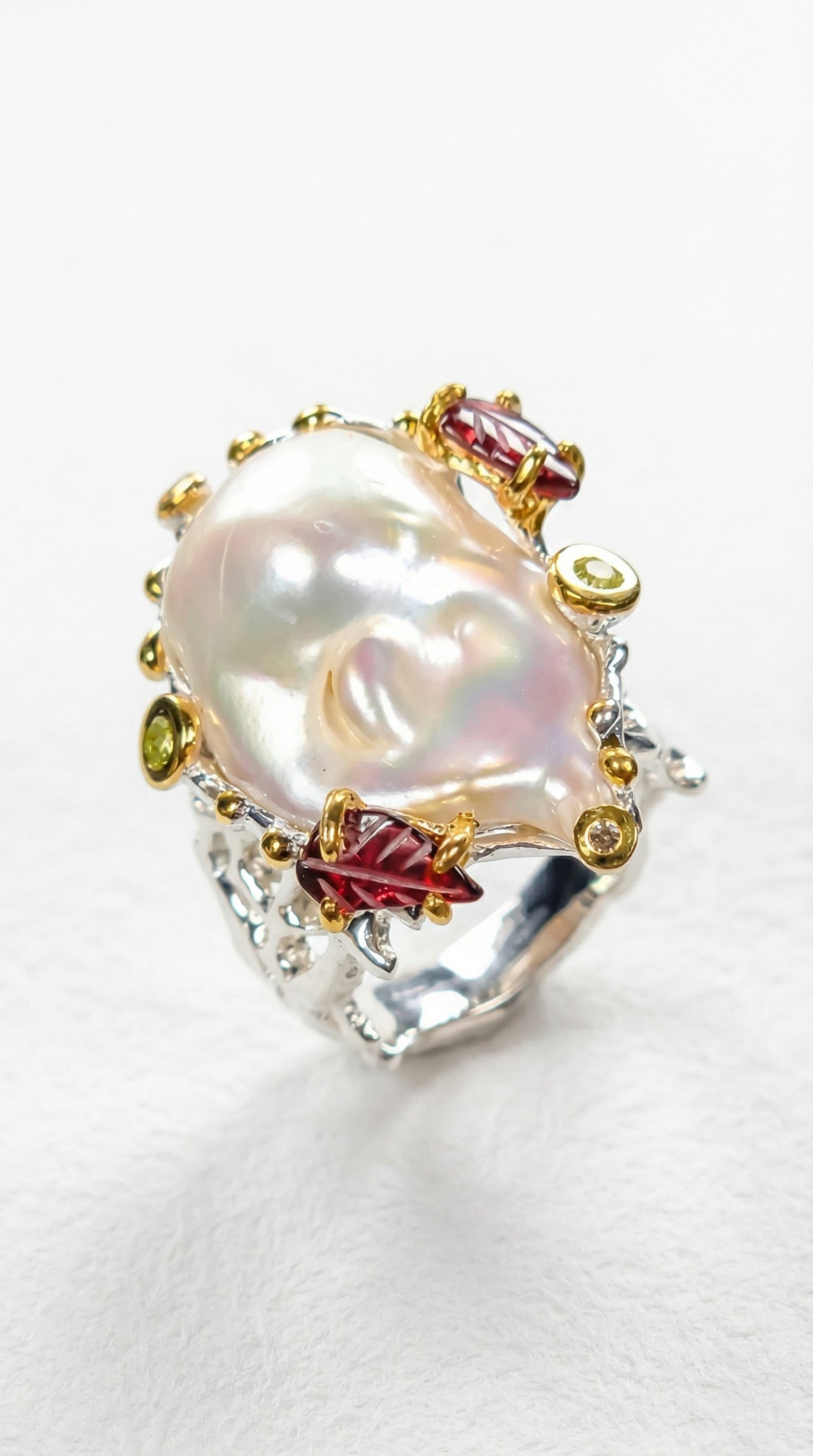 925 silver chunky baroque pearl ring