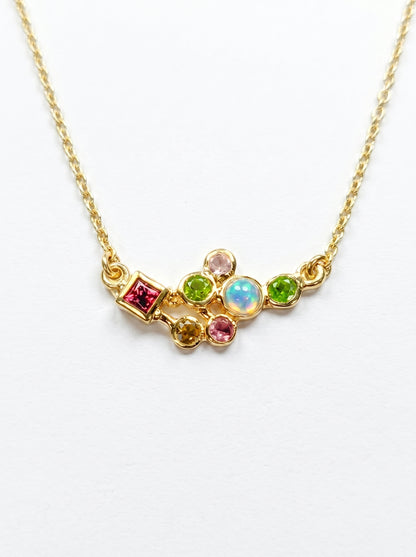 925 sterling silver cluster gemstone necklace, additional angle