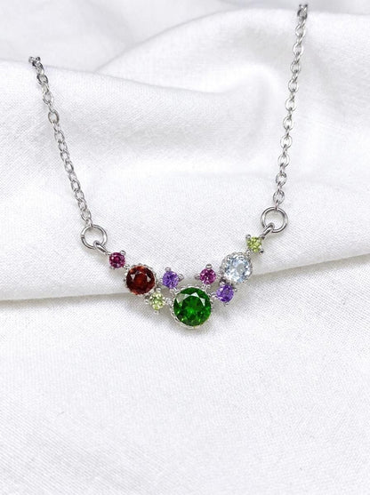 925 silver colorful gemstone necklace