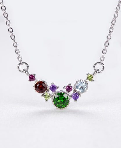 925 silver colorful gemstone necklace