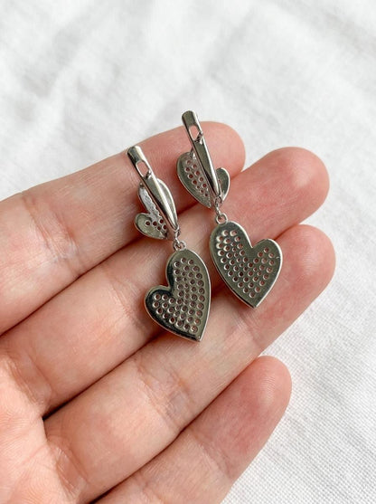 925 silver colorful sapphire heart earrings