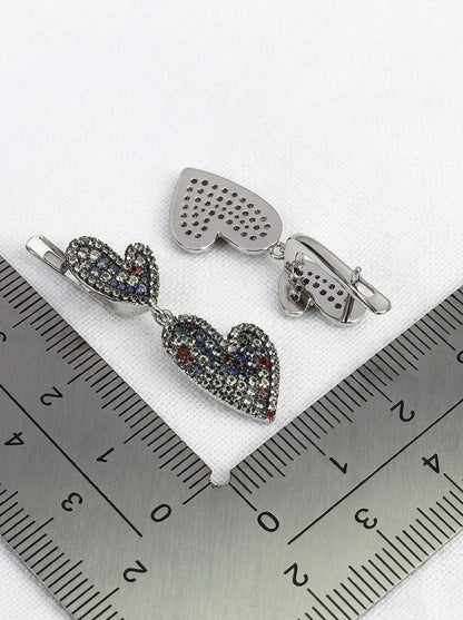 925 silver colorful sapphire heart earrings