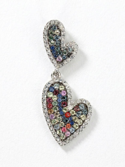 925 silver colorful sapphire heart necklace