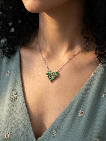 925 silver tsavorite heart necklace
