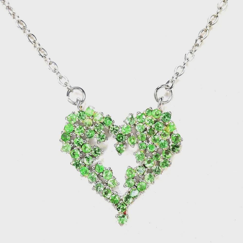 925 silver tsavorite heart necklace