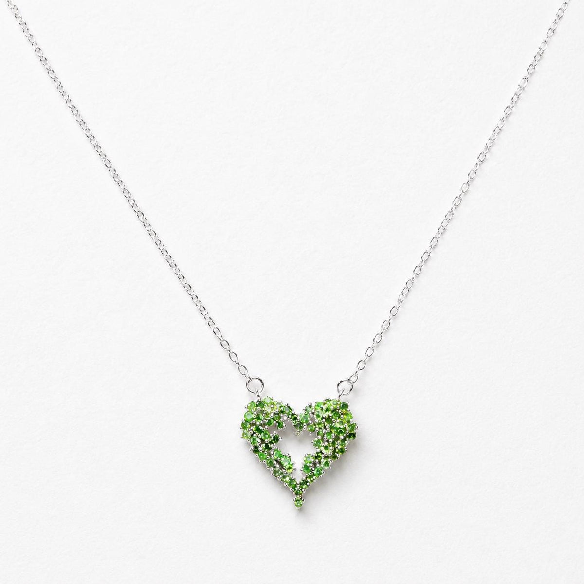 925 silver tsavorite heart necklace
