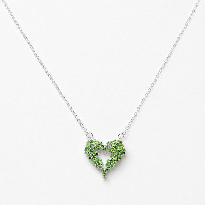 925 silver tsavorite heart necklace