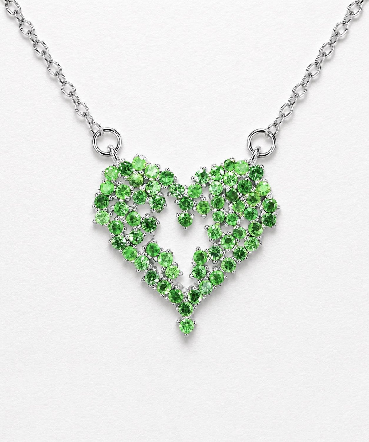 925 silver tsavorite heart necklace