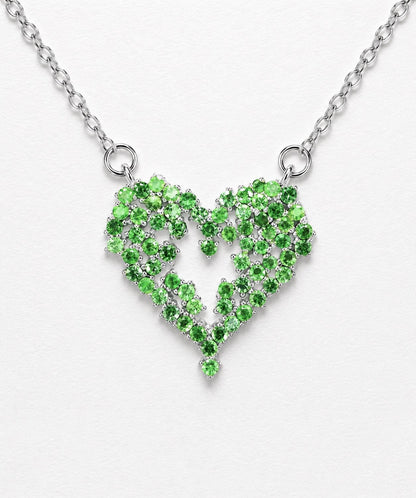 925 silver tsavorite heart necklace